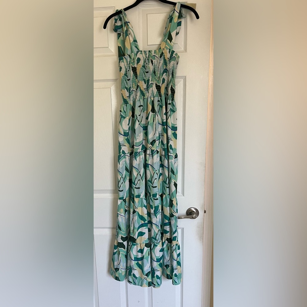 Amazon Green and White Midi Dress